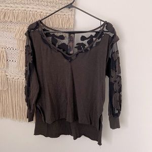 Free People Floral Lace Top